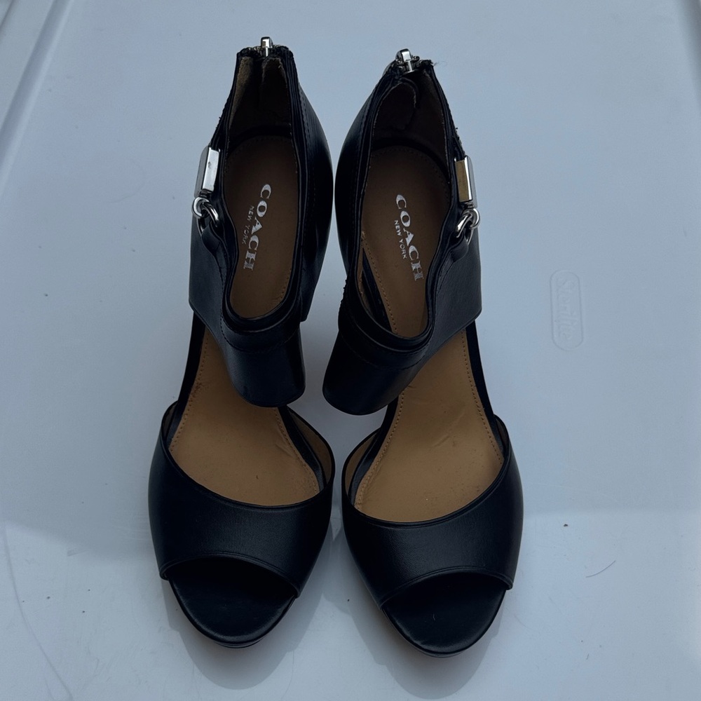 Coach Black Open-Toe Heels